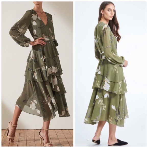 SHONA JOY HARPER MIDI RUFFLED TIERED DRESS - Picture 1 of 13